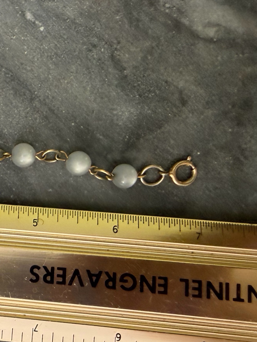 Vintage Gold Moonstone Moonglow Lucite Beaded Necklace Bracelet Set - Picture 5 of 8